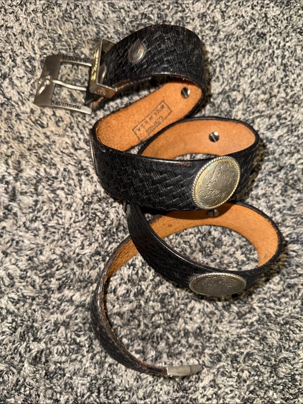 Vintage Harley Davidson Leather Concho Belt